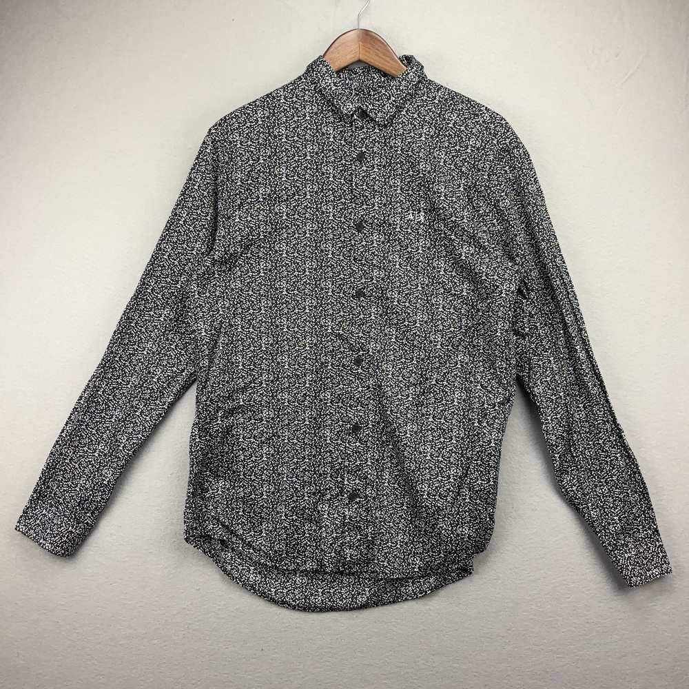 Armani Exchange Shirt Mens L Black Geometric Print Long Sleeve Button-Up Casual